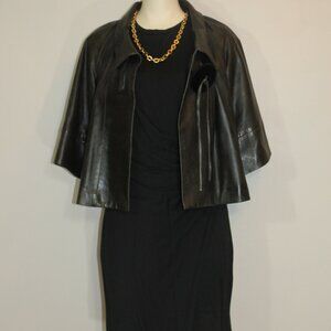 Marc.a.Dolchi leather 3/4 sleeve brown 1 button design lined  jacket size Medium